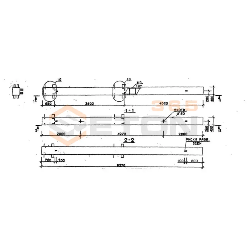 Колонны сечением 400х400 мм для зданий с высотами этажей 3,6 м Серия 1.020.1-2с/89 3КБ 36-83-1 с