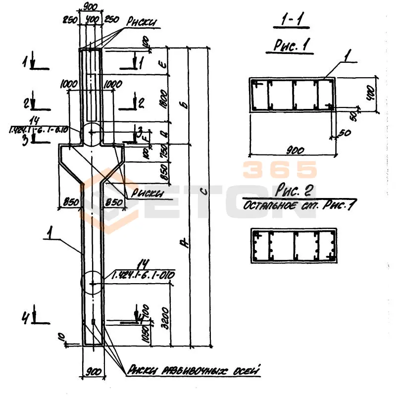 Колонны крановые с проходами Серия 1.424.1-6 11К 144-10