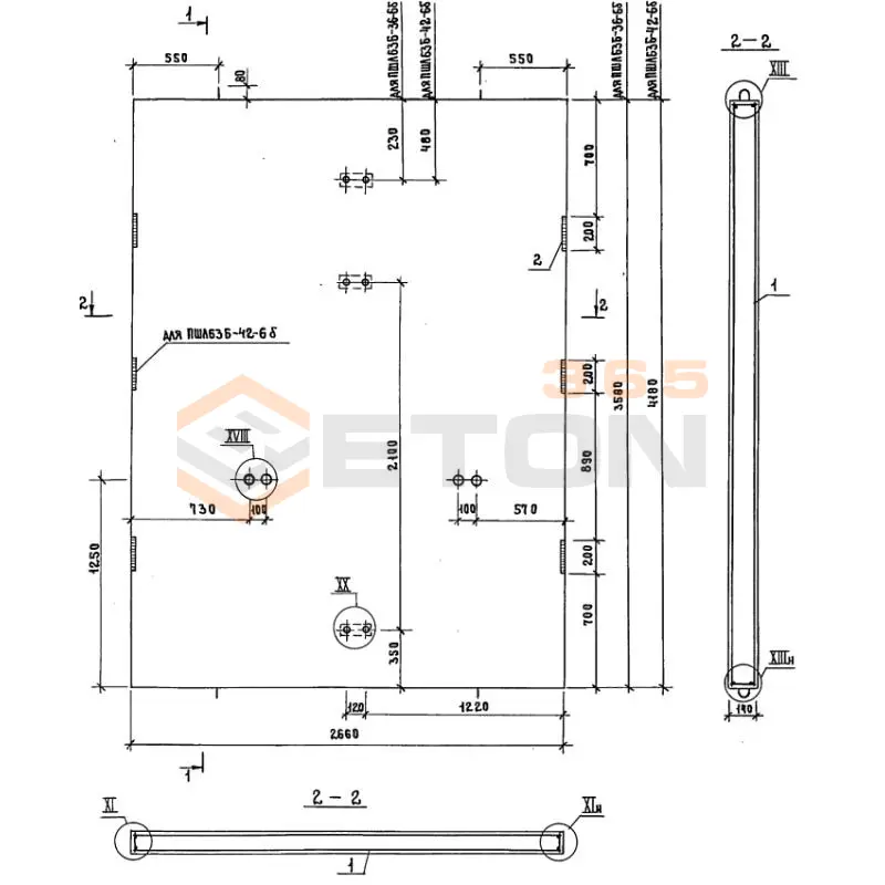 Панели шахт лифтов Серия 1.289.1-2 ПШЛ 63б-36-6 б