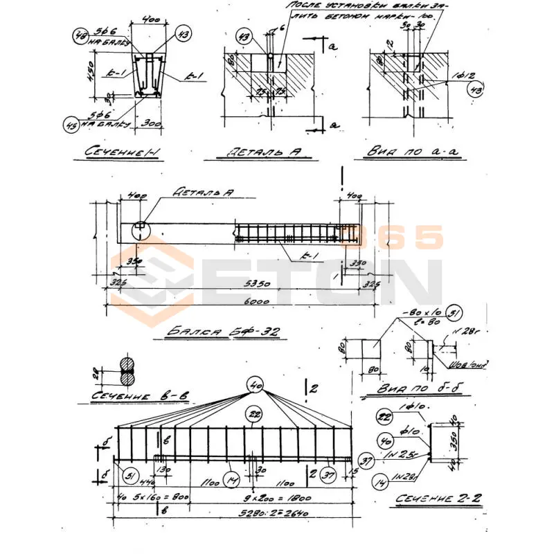 Балки фундаментные серия КЭ 01-15 ( КЭ 01-01 ) БФ 32
