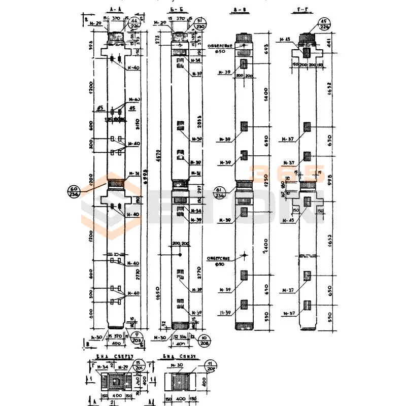 Колонны сечением 400х400 Серия ИИ 04-2 К2Л 60-66-4 а