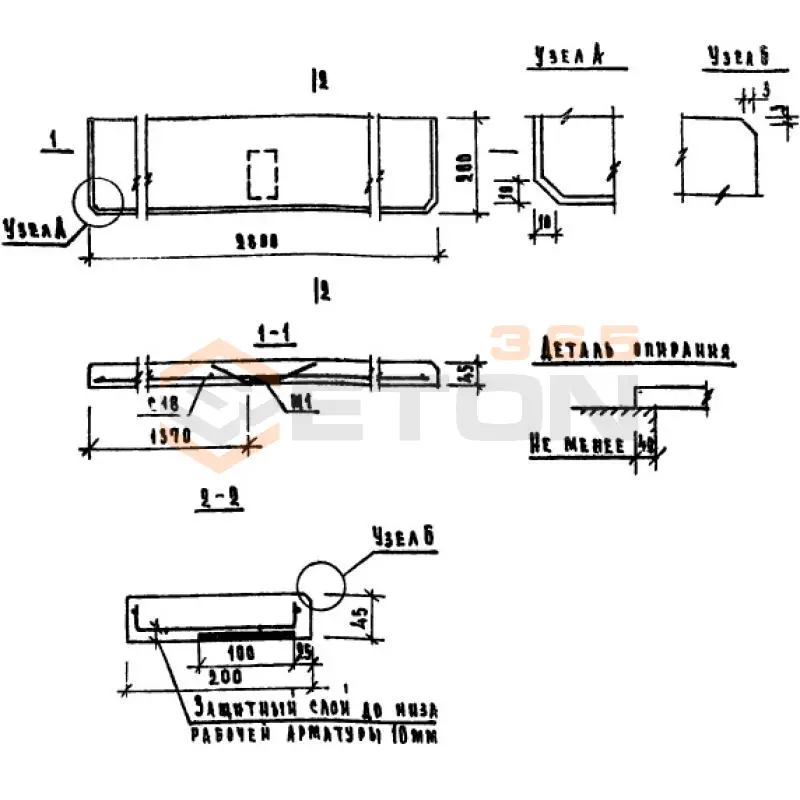 Плиты подоконные Серия 1.136-1 ЛО 28-20 (1.136-1)