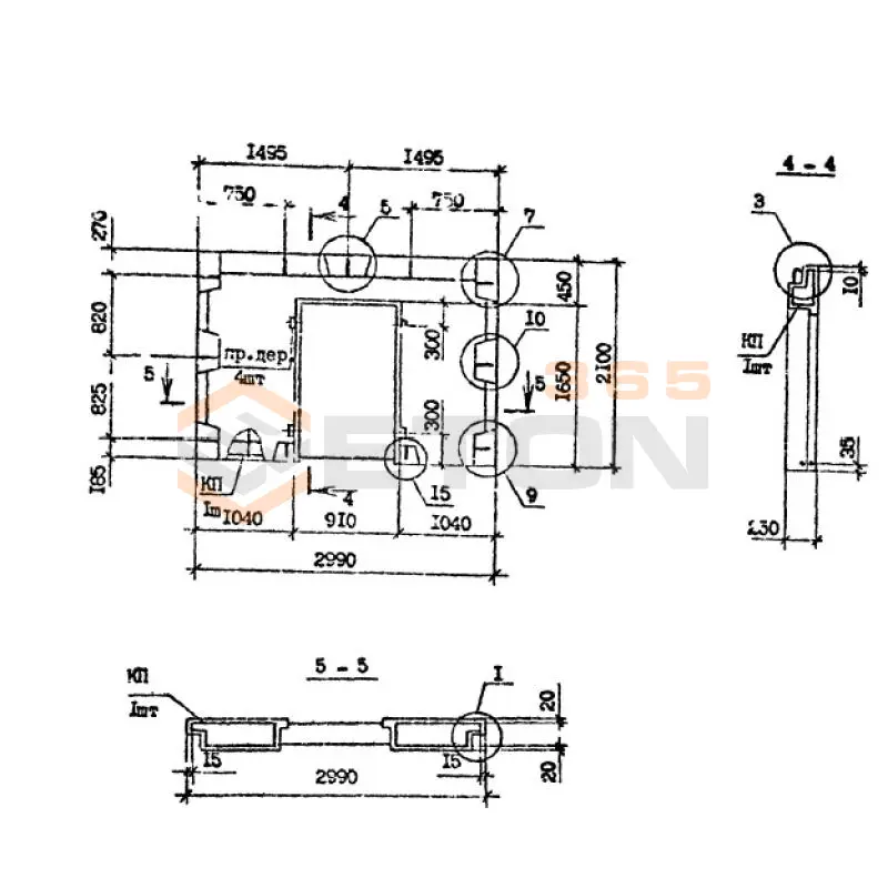 Панели наружных стен нулевого цикла Серия 1.090.1-7с 5ПСЦ 30-21-2,5 пс9 (1.090.1-7с)