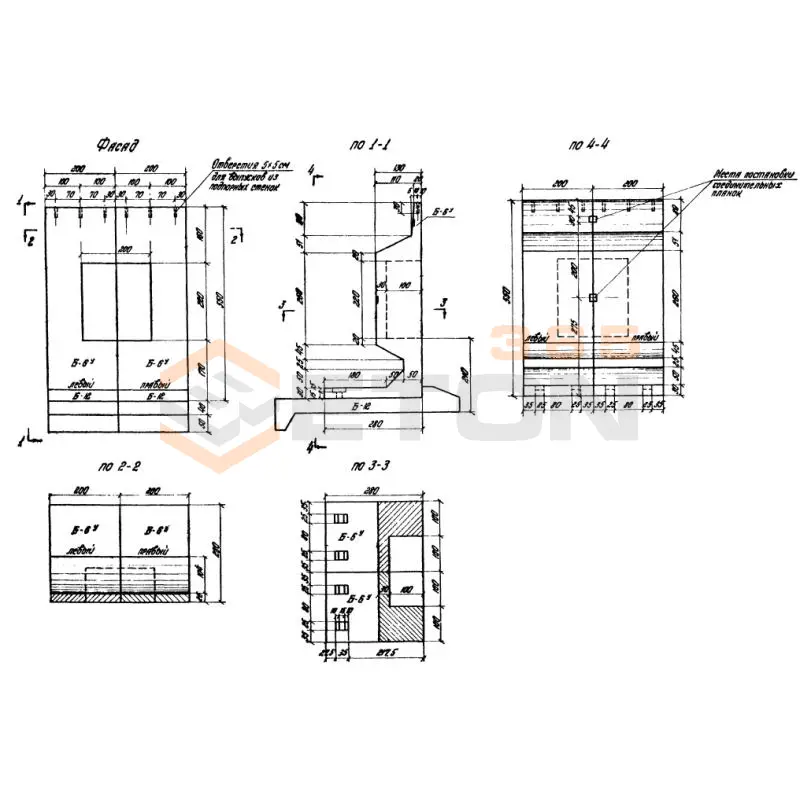 Блоки подпорных стенок ТП 503-49 Б 6 у (ТП 503-49)