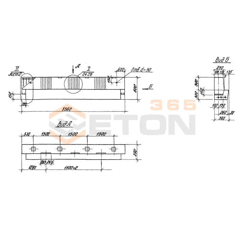 Ригели высотой 600 мм для опирания многопустотных плит перекрытия серия 1.020-1/87 ( 1.020.1-7, 1.020-1/83, ИИ 04-1, 1.020.1-3пв ) РЛТ 6-56-60 AтV