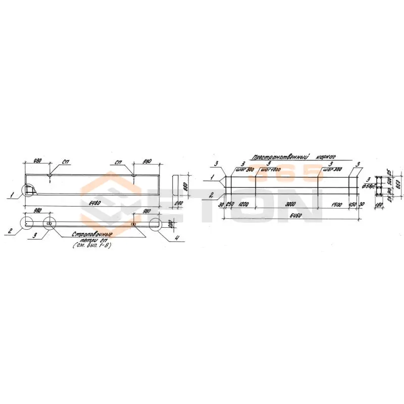 Панели стеновые толщиной 200 мм Серия 1.030.1-1/88 ПС 65-9-2,0-5 я