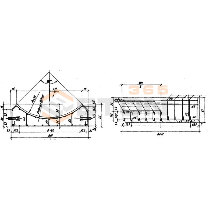 Блоки лекальные под цилиндрические звенья (Серия 3.501-59, шифр 1484 ) БЛ 7-302