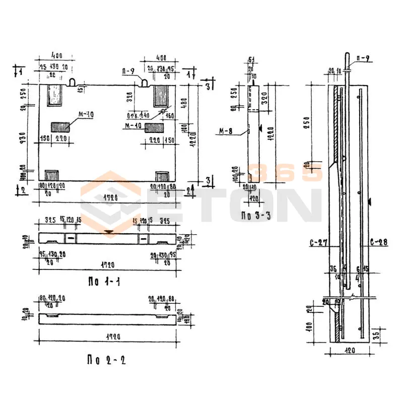 Стенки шахт лифтов Серия 03-02 Альбом 65 СЛ 4