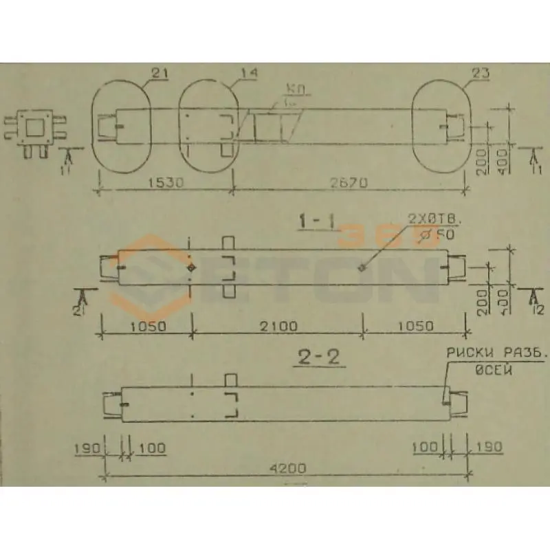Колонны сечением 400х400 мм для зданий с высотами этажей 4,2 м Серия 1.020.1-2с/89 4КС 42-42-1 с