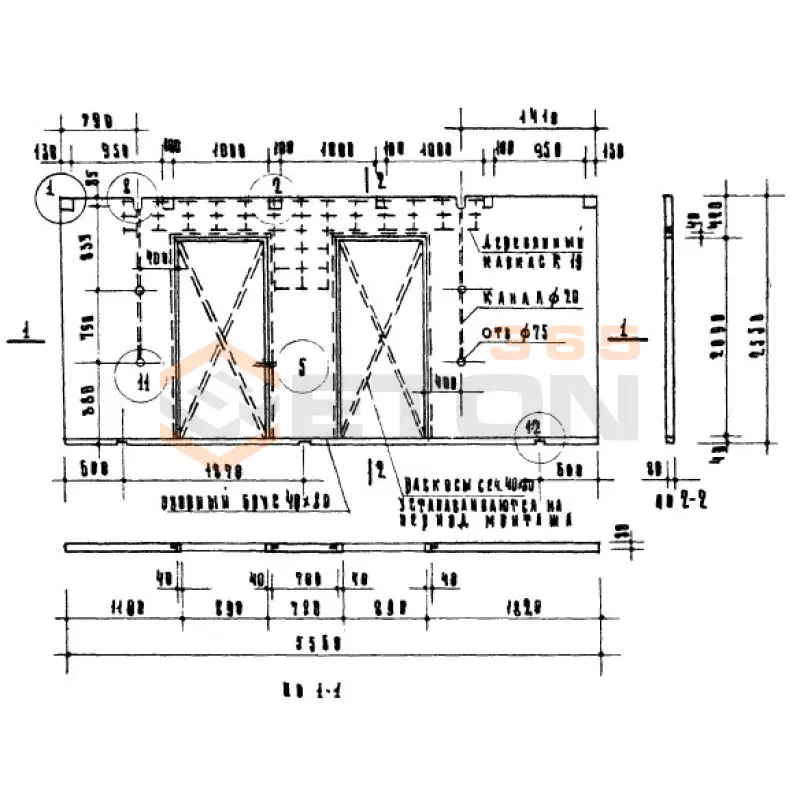 Гипсобетонные и шлакобетонные перегородки Серия ИИ 03-04 ПГ 9-12 а (ИИ 03-04)