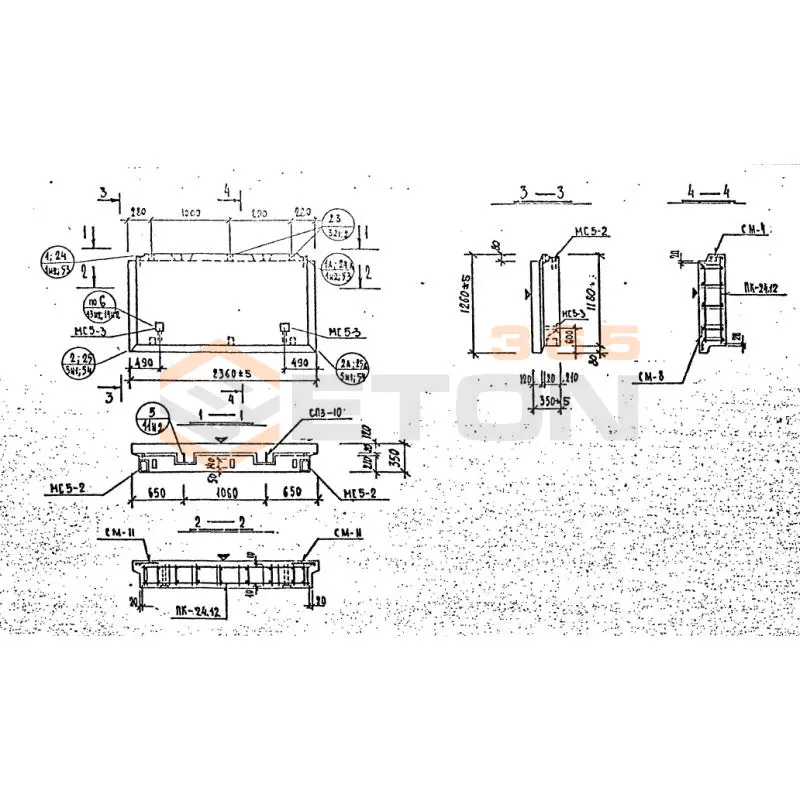 Панели наружных стен Серия 1.232 КЛ-2 НР 1-24-12-35 (1.232 КЛ-2)