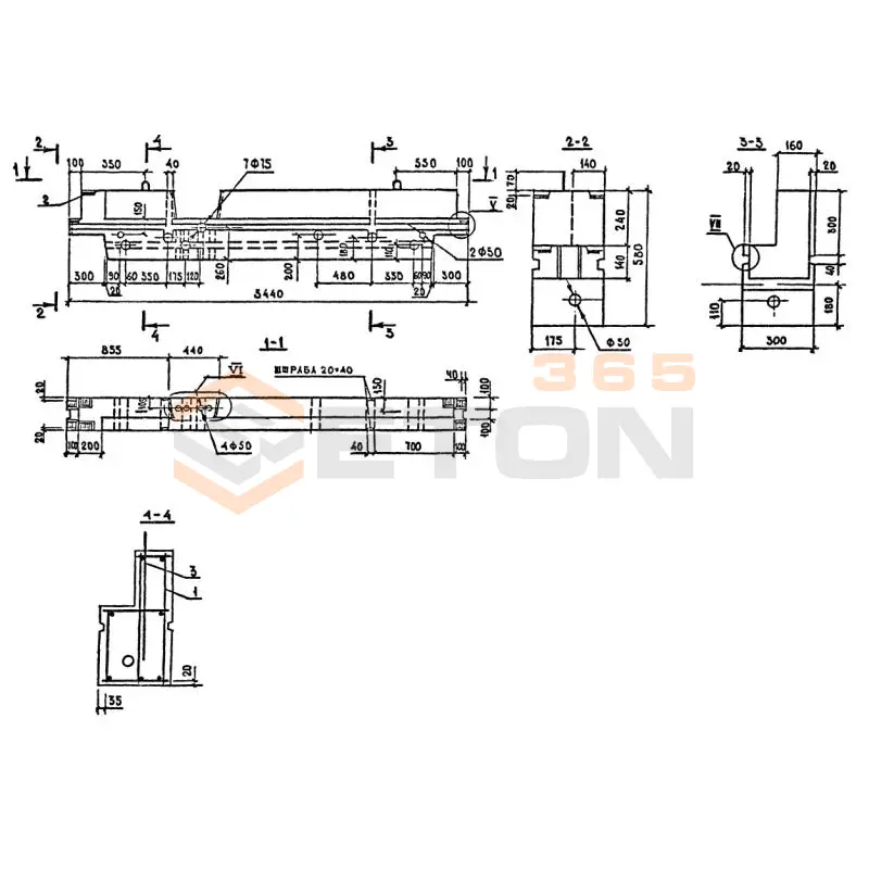 Блоки внутренних стен Серия 1.134.1-13 БВП 34-6-30-75 п