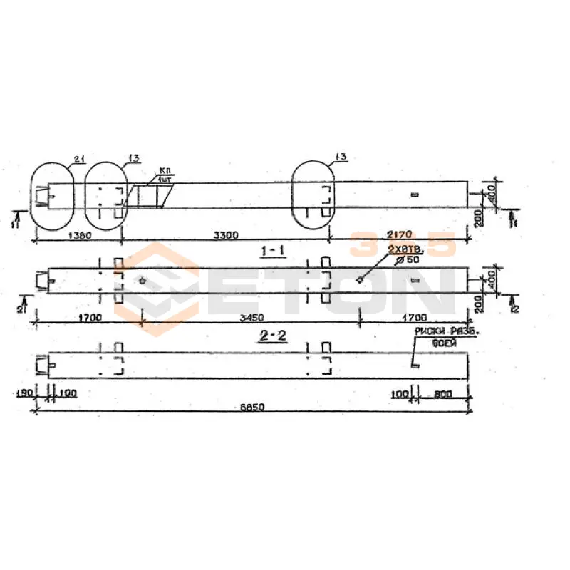 Колонны сечением 400х400 мм для зданий с высотами этажей 3,3 м Серия 1.020.1-2с/89 4КН 33-69-4 с