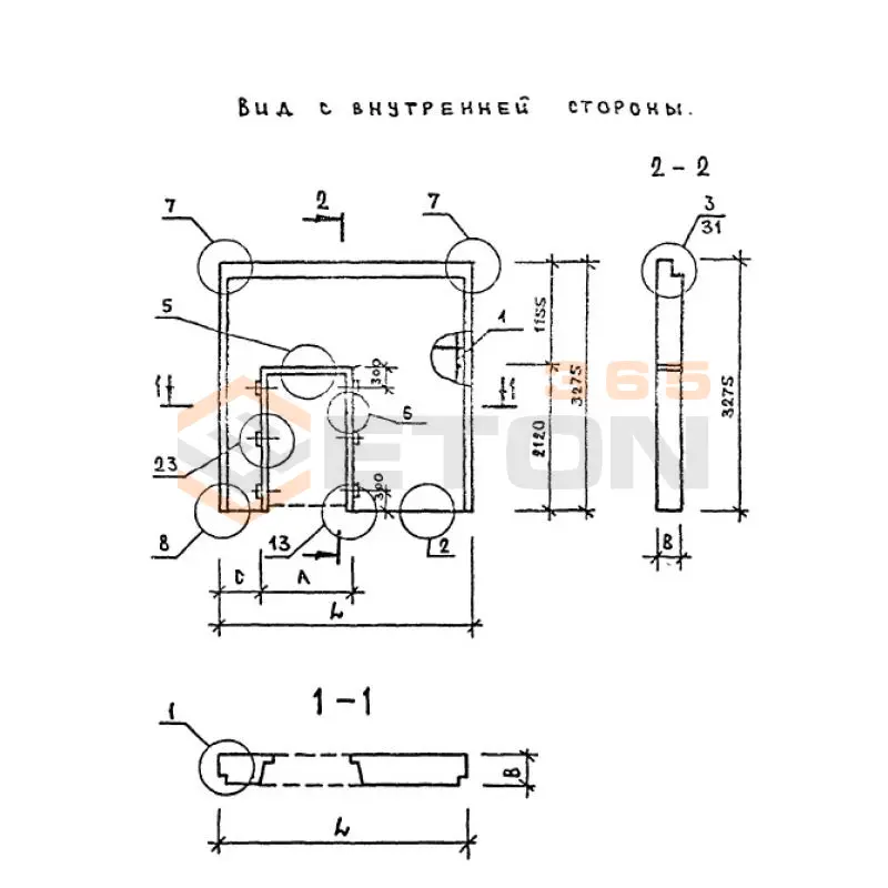 Панели наружных стен Серия 1.220.1-2 1ПСД 36-33-4,0 п