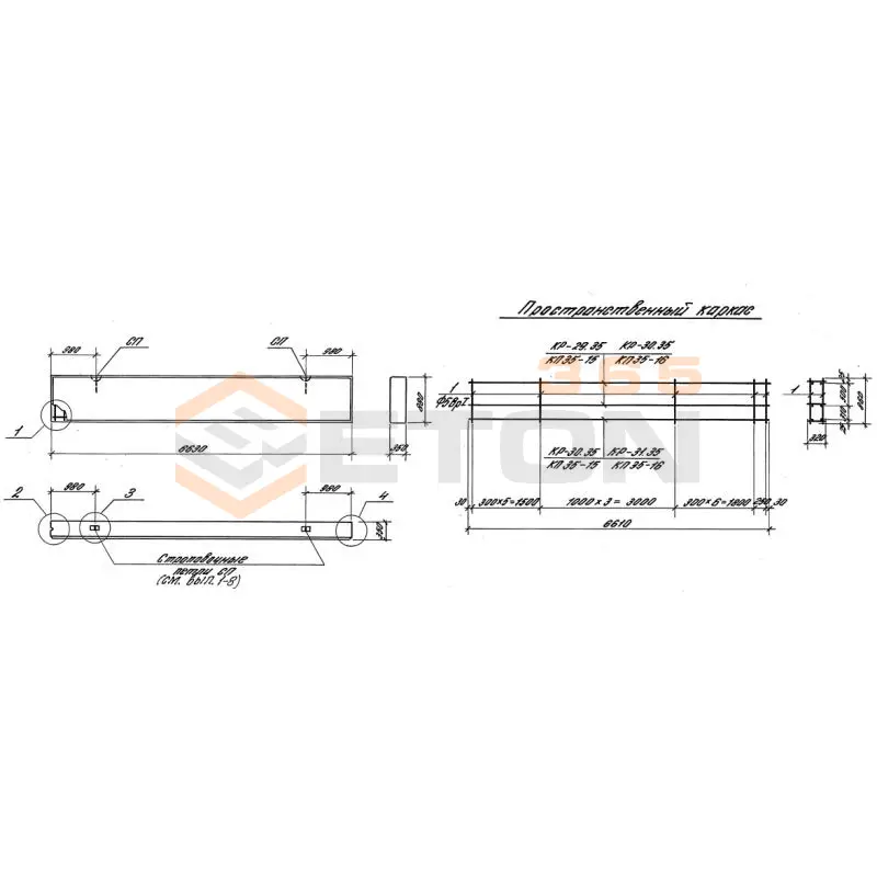 Панели стеновые толщиной 350 мм Серия 1.030.1-1/88 ПС 66-9-3,5-4 л