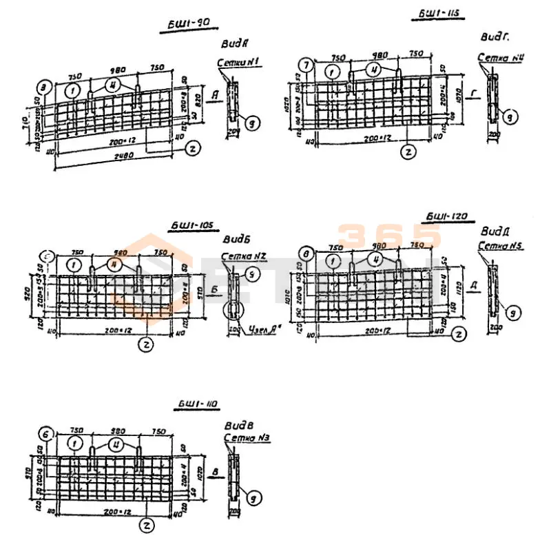 Блоки шкафных стенок Серия 3.503-30 БШ 1-110 (3.503-30)