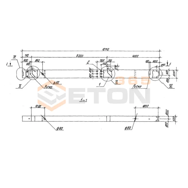 Колонны высотой 6,0; 7,2 м Серия 1.420.1-20с К 28-9 с