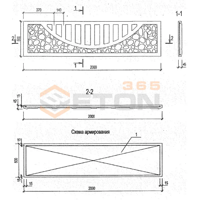Панели оград Серия Б3.017.1-7.05 ПО 20-5-5 м-54 (Б3.017.1-7.05)