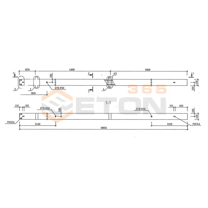 Колонны для зданий с высотой этажей 4,8 (6,0) и 3,6 (4,8) м серия 1.020-1/87 ( 1.020.1-7, 1.020-1/83, ИИ 04-1, 1.020.1-3пв ) 2КНО 48-60-3-42/45