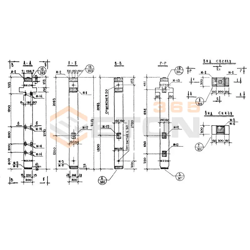 Колонны сечением 300х300 Серия ИИ 04-2 К2Л 13-33-3 а