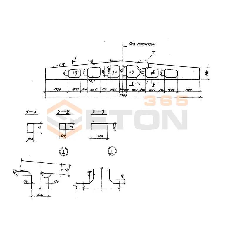 Балки двускатные решетчатые Серия 1.462.1-3/80 1БДР 12-6 АтпVт н (1.462.1-3/80)