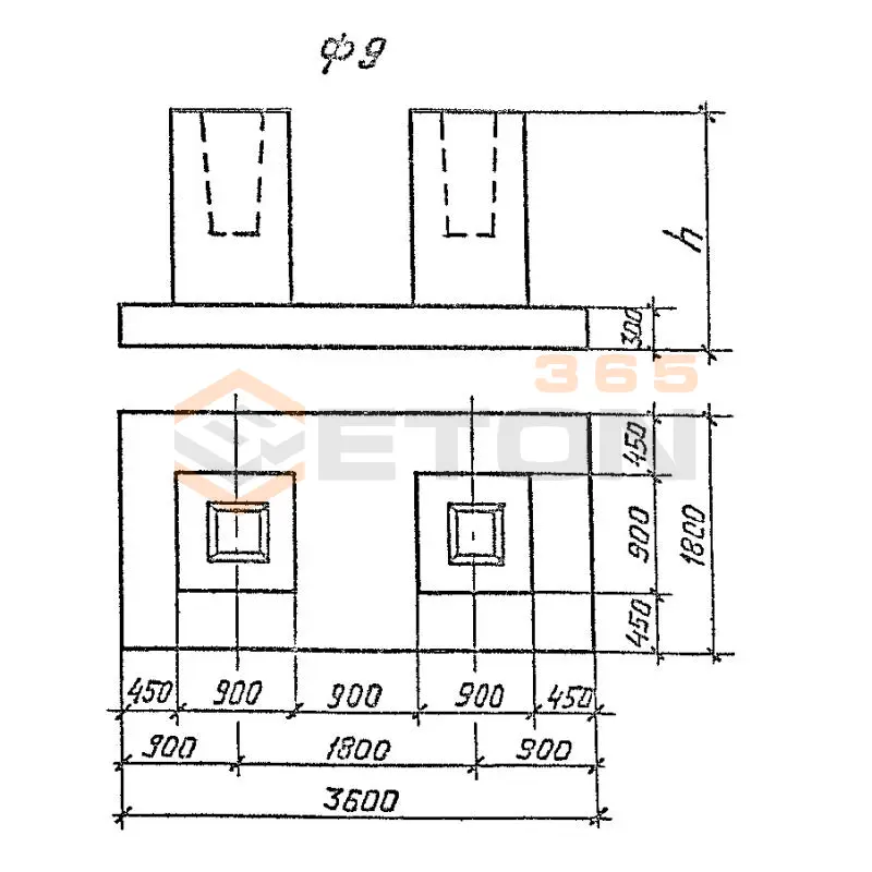 Фундаменты под железобетонные колонны Серия 3.015.1-17.94 Ф 9-24