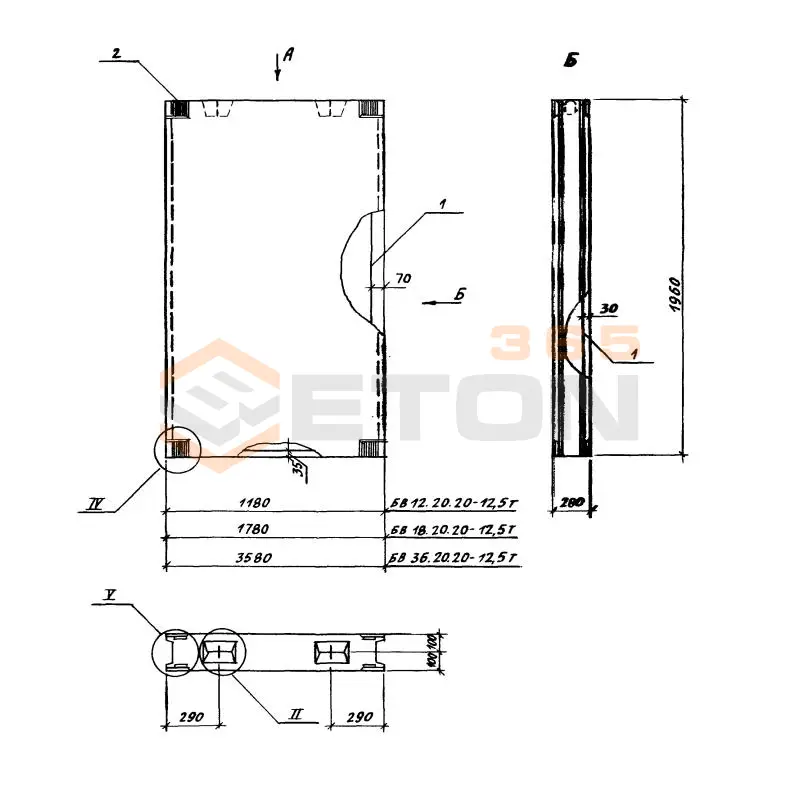 Блоки вентиляционные Серия 1.134.1-15 БВ 18-20-20-12,5 т