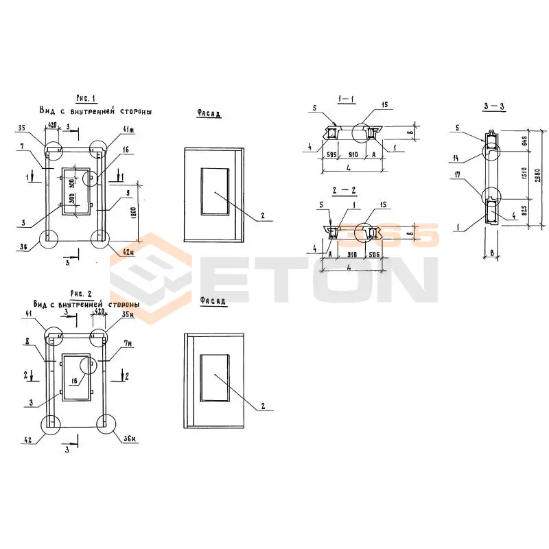 Панели наружных стен Серия 1.132.1-15 7ПСН 19-30-40-2 п-2 л