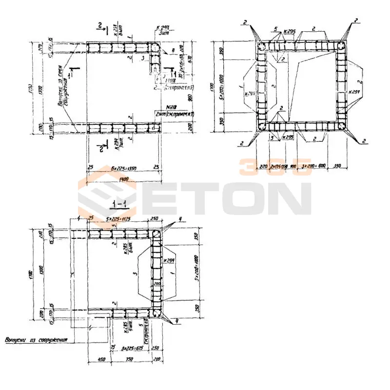 Участки монолитные Серия 03.005-6 Участок 25-IV
