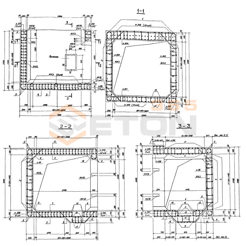 Участки монолитные Серия 03.005-6 Участок 8а-III