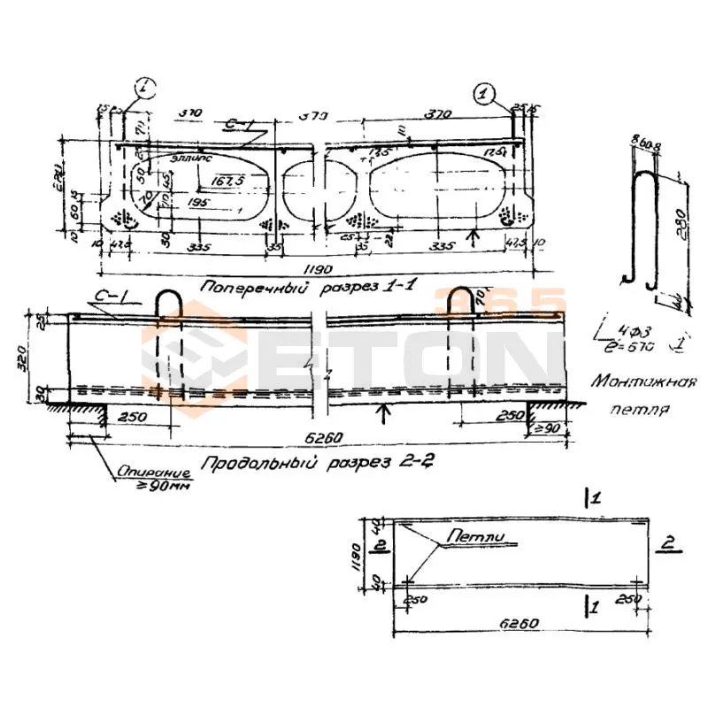 Панели с овальными пустотами Серия ИИ 01-02 ПОНТ 64-12 (ИИ 01-02)