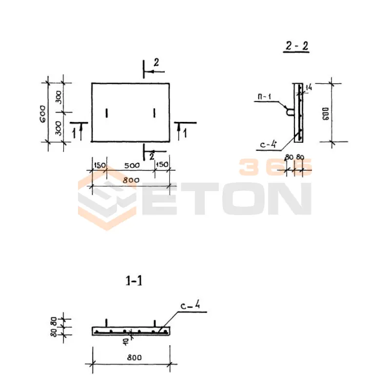 Плиты плоские Серия 1.243-2 ПТП 12,5-8-6 (1.243-2)
