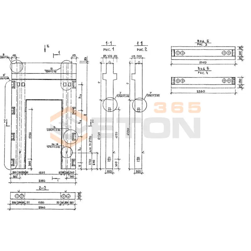 Вентиляционные блоки-диафрагмы жесткости с отверстиями Серия 1.034.1-1 1ВДП 26-28