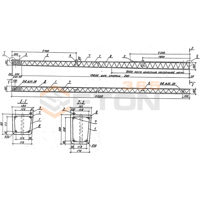 Стойки железобетонные серия 3.407.1-136; серия 3.407.1-143 СВ 110-1