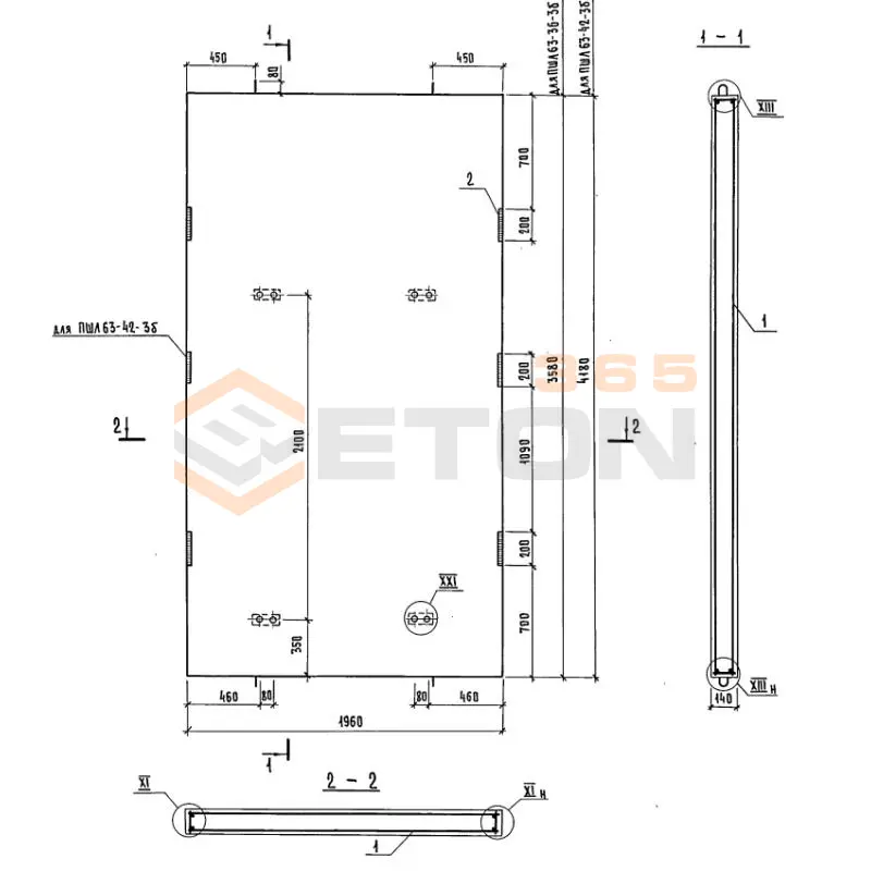 Панели шахт лифтов Серия 1.289.1-2 ПШЛ 63-36-3 б