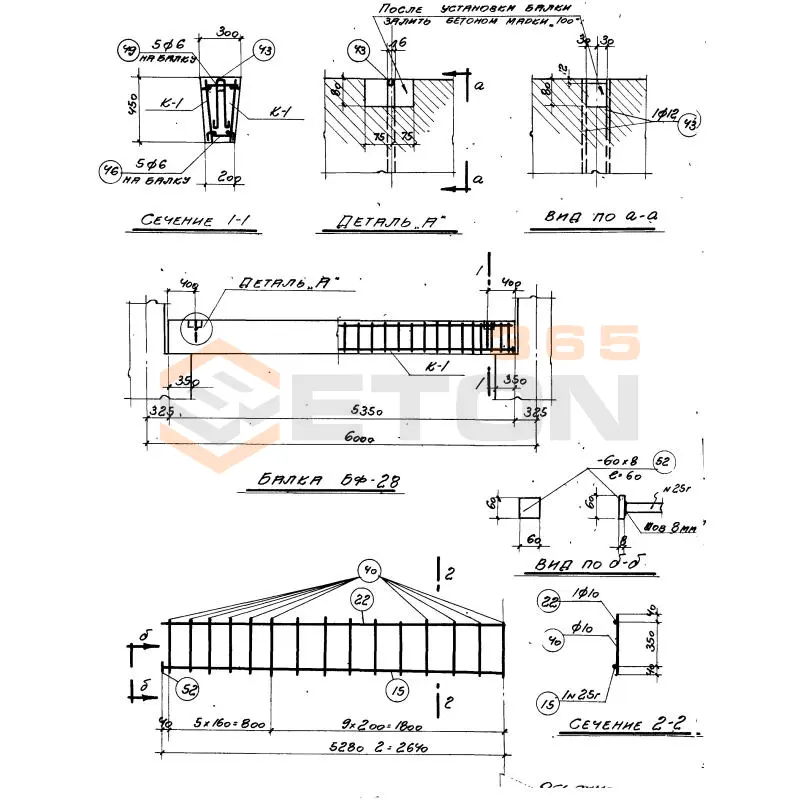 Балки фундаментные серия КЭ 01-15 ( КЭ 01-01 ) БФ 28