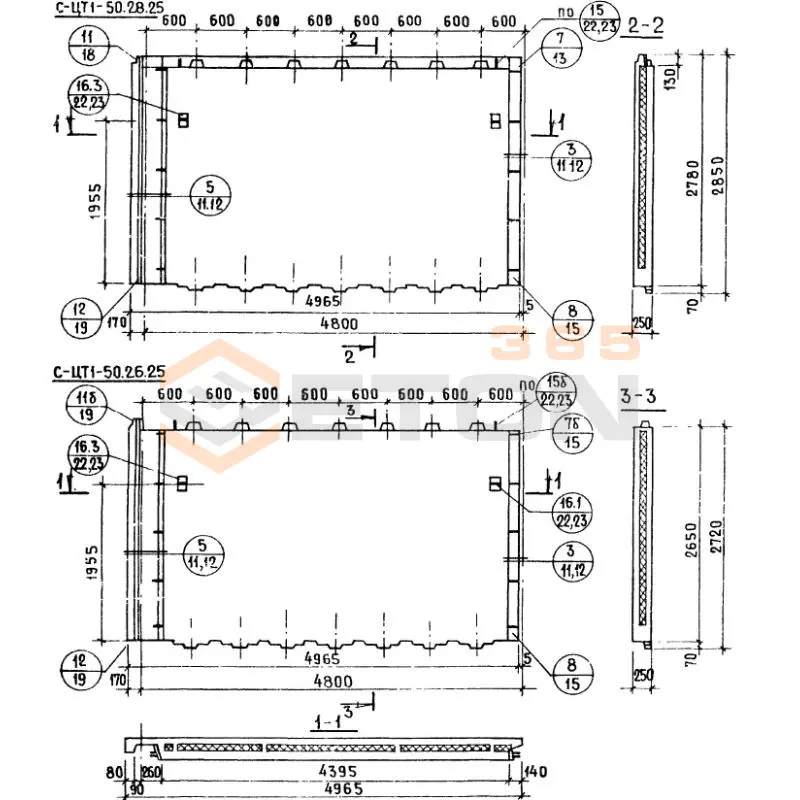 Панели стеновые цокольные Серия 1.117-12 с СЦТ 1-50-28-25