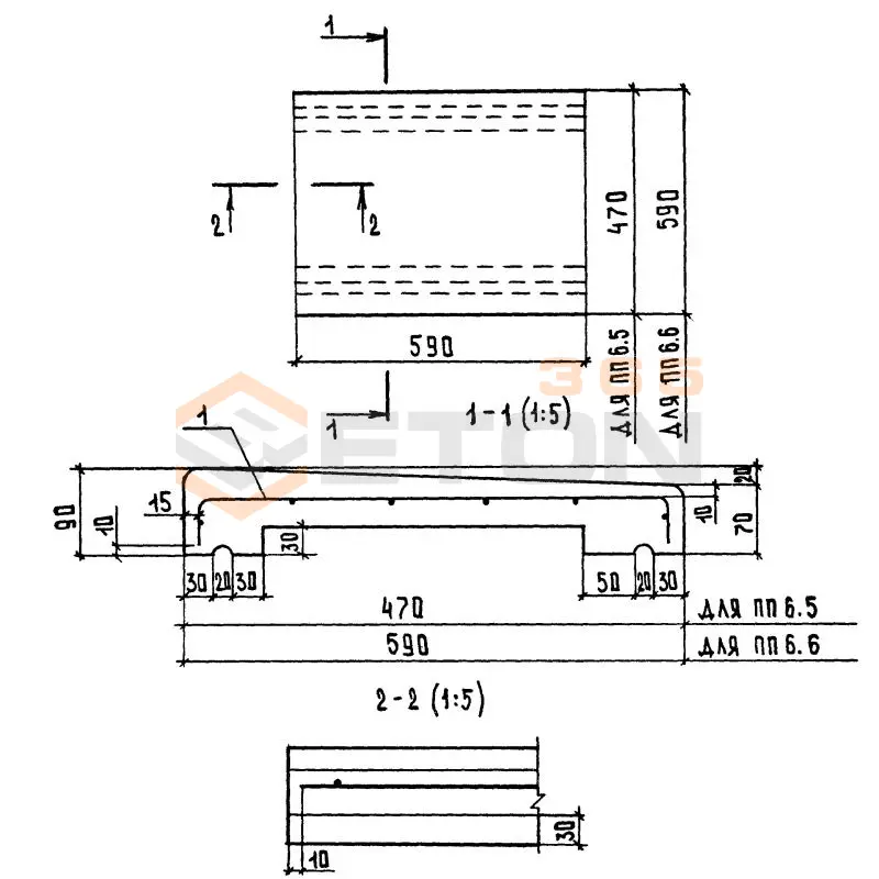 Плиты парапетные Серия 1.238-1 ПП 6-6 т
