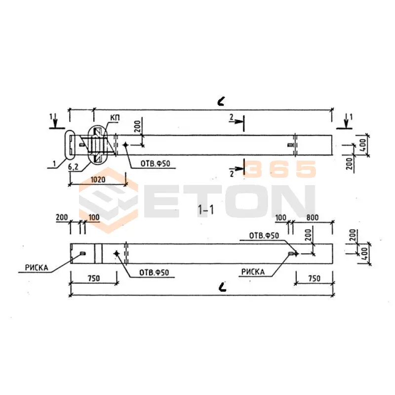Колонны железобетонные для многоэтажных зданий поперечного сечения 400*400 Серия 1.020-1/87 ( 1.020.1-7, 1.020-1/83, ИИ 04-1, 1.020.1-3пв ) 1КБ 42-1