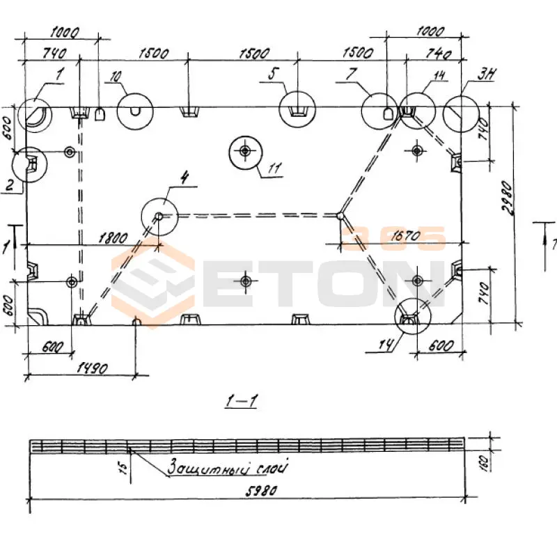 Панели перекрытий сплошные Серия 1.100.1-7 П 30-60-16-3