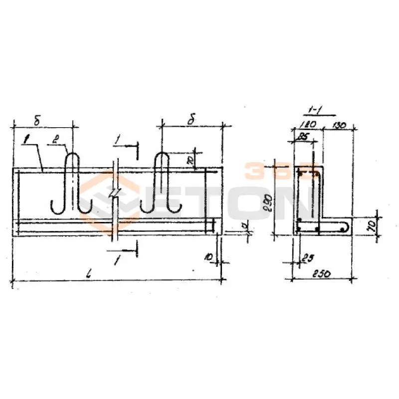 Перемычки балочные Серия Б1.038.1-1 3ПР 8-48-25-29 (Б1.038.1-1)