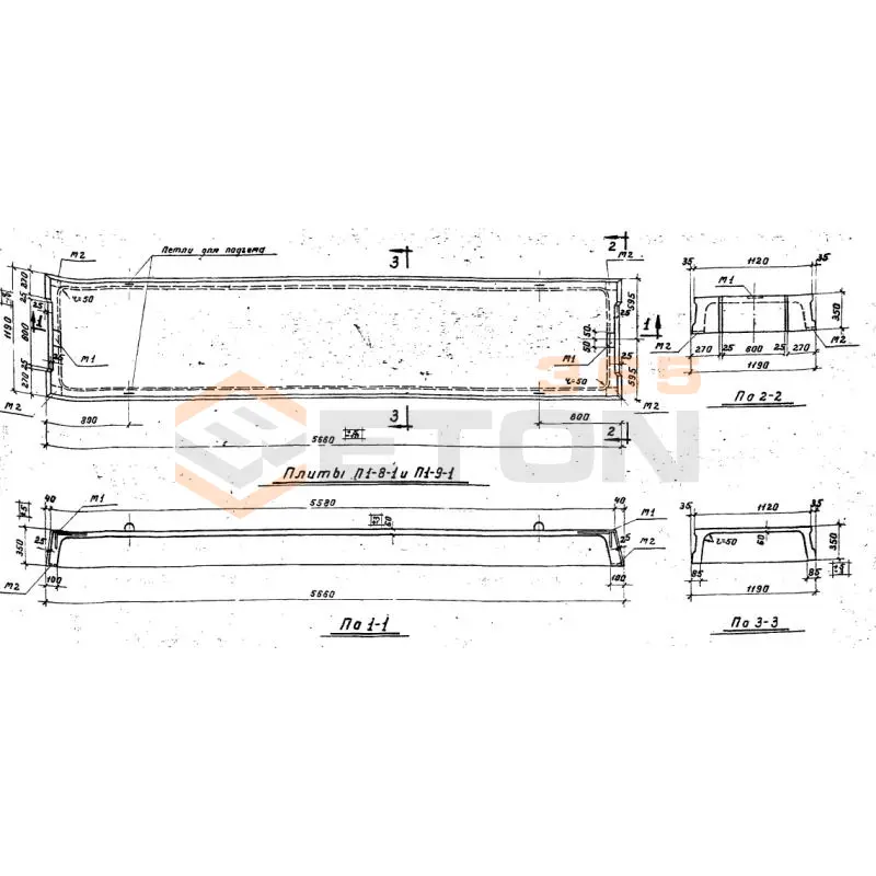 Плиты ребристые Серия ИИ 64 П 1-9-1 (ИИ 64)