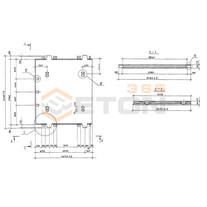 Межколонные плиты (МП) Серия 1.420.1-25 МП 2-3