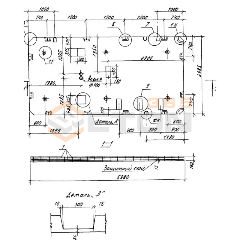 Панели перекрытий сплошные Серия 1.100.1-7 П 30-60-16-4,5 а