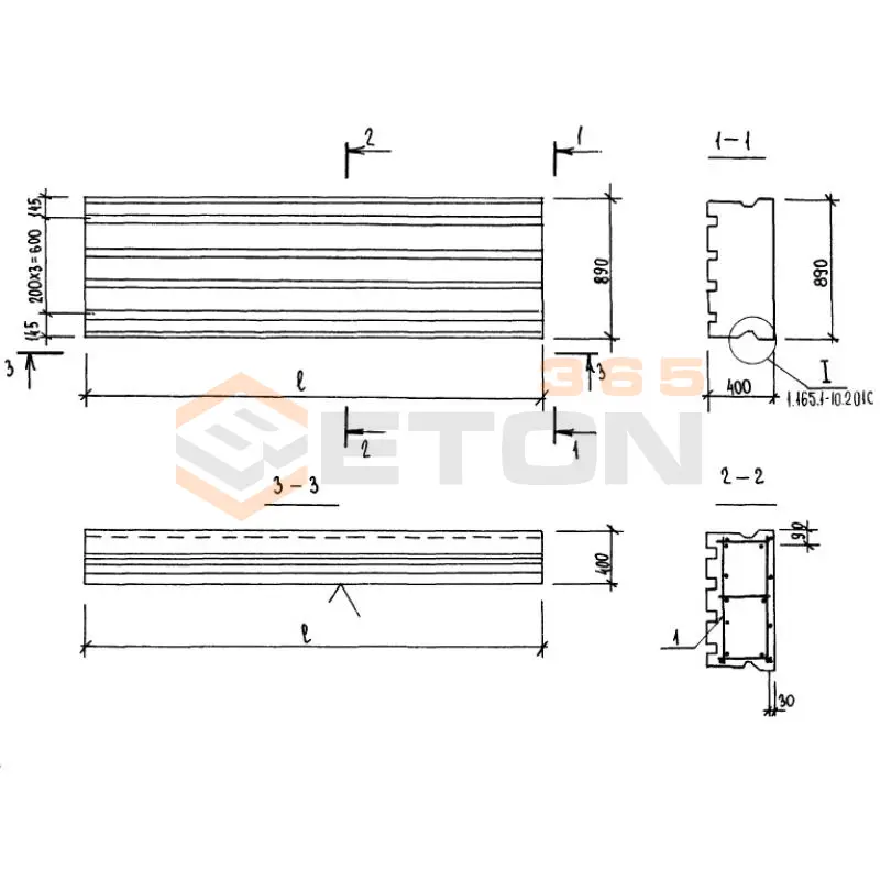 Панели покрытий сплошные Серия 1.165.1-10 ПВ 48-9-40-3 я