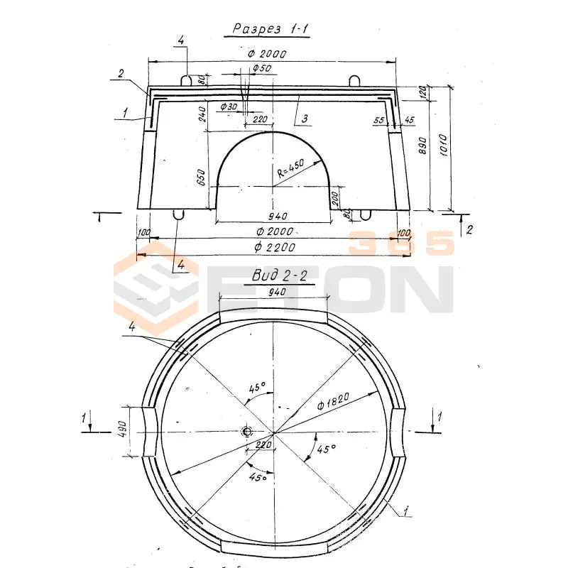 Кольца колодцев стеновые Серия 3.820-9 КСД 20-2-1 б