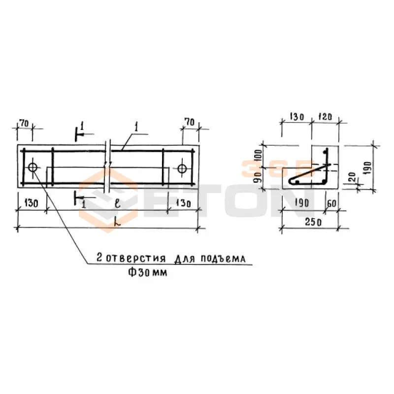 Перемычки фасадные ПФ серия 1.038.1-1 ( 1.138-10, ИИ 03-02, ГОСТ 948-84, 1.139-1 ) 5ПФ 16-5