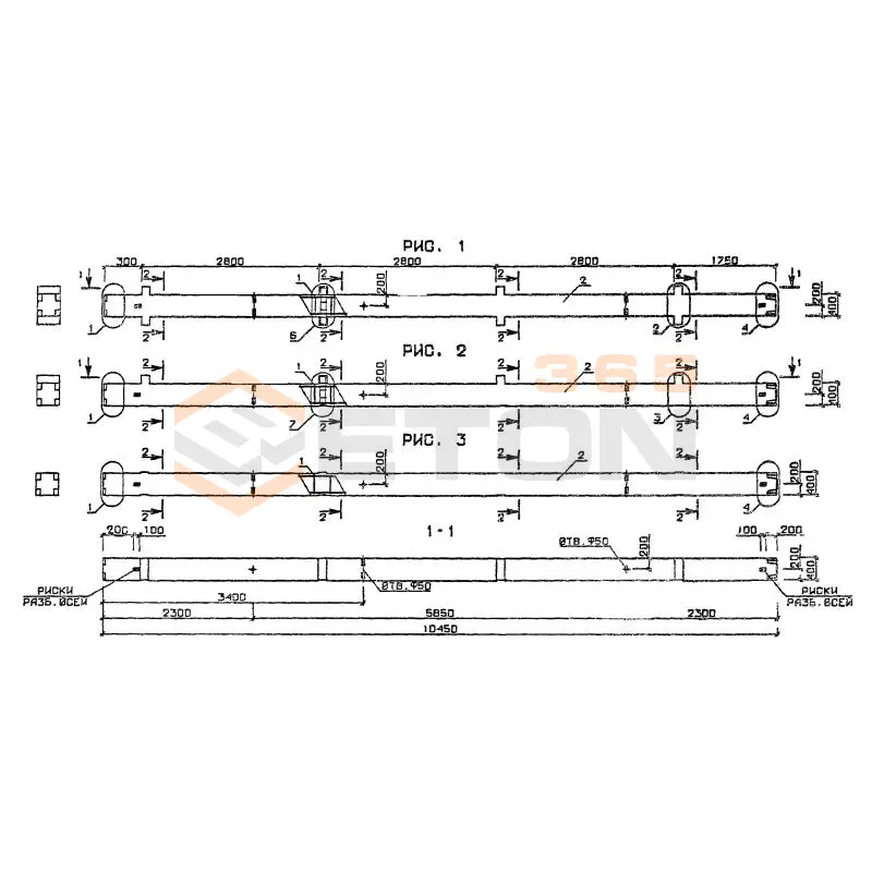 Колонны для зданий с высотой этажа 2,8 и 3,3 м серия 1.020-1/87 ( 1.020.1-7, 1.020-1/83, ИИ 04-1, 1.020.1-3пв ) 2КВ 4-28-1
