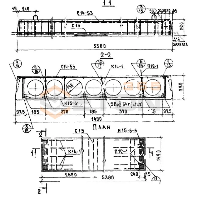 Панели многопустотные Серия 1.141-1 ПК 6-54-12 ВрII