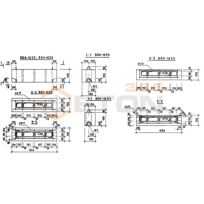 Блоки вентиляционные Серия 1.134.1-3 ВБН 16-5-4